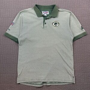 VTG Starter Pro Line Polo Shirt Men Large Green NFL Green Bay Packers Distressed